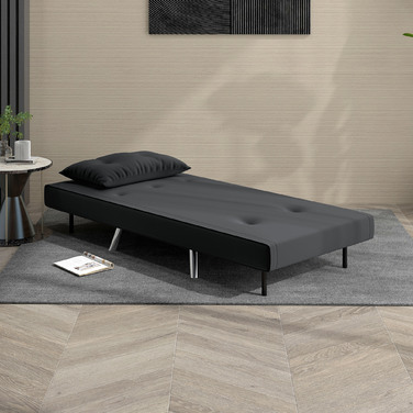 Розкладне крісло HOMCOM Sleeper з функцією ліжка 77x88x83см, одномісний диван з подушками, м'який оксамитовий диван в чорному кольорі для гостей