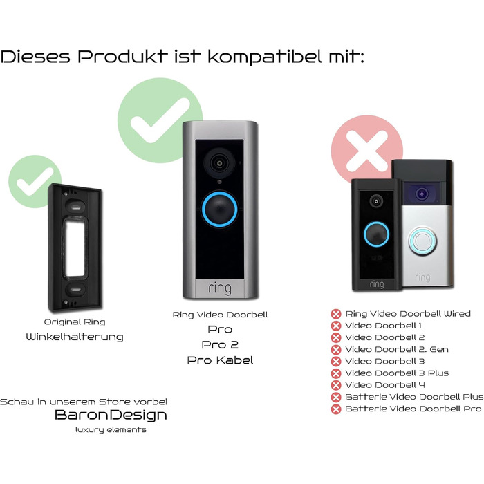 Накладки для Ring Video Doorbell Pro: нержавіюча сталь, аксесуари, кріплення, щиток, панель для кріплення на стіну, полірована сталь