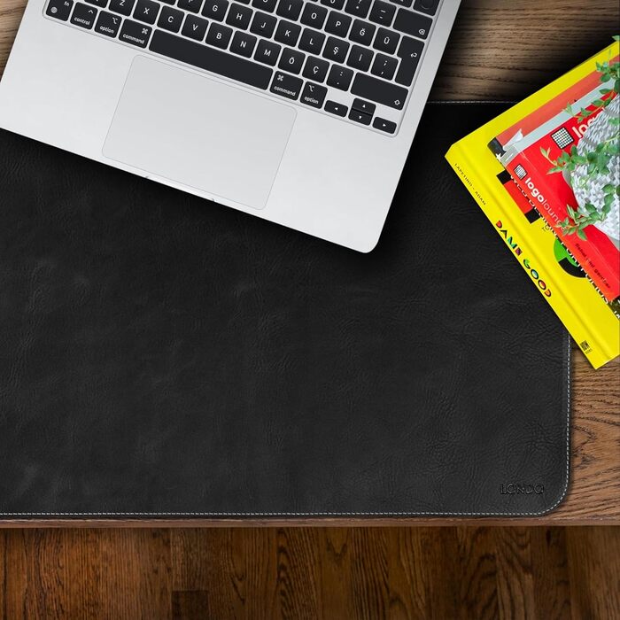 Килимок для миші Londo Echtleder, великий, з антиковзаючою основою та гладкою поверхнею (чорний)