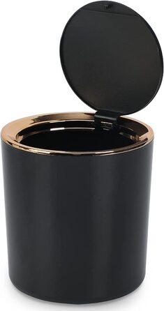 Настільний сміттєвий бак WOUMON з кришкою, пластиковий міні-сміттєвий бак, невеликий сміттєвий бак для кухні, спальні, ванної кімнати, робочого столу,14, 3 * 15 см (чорний)