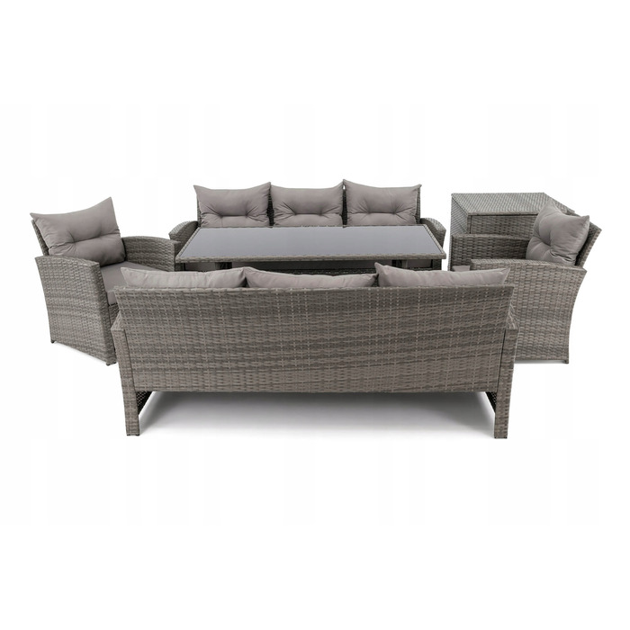 Комплект садових меблів із техноротанга EMWOmeble, сірий, 6 предметів