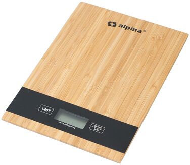 Цифрові кухонні ваги Alpina - Автоматичне відключення - Функція тарування - До 5 кг - Бамбук