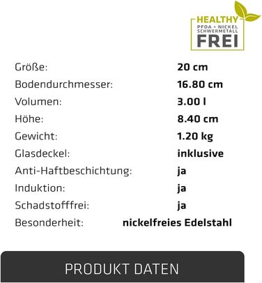 Каструля Berndes Injoy Special Edition 20 см, нержавіюча сталь, для всіх плит, з кришкою