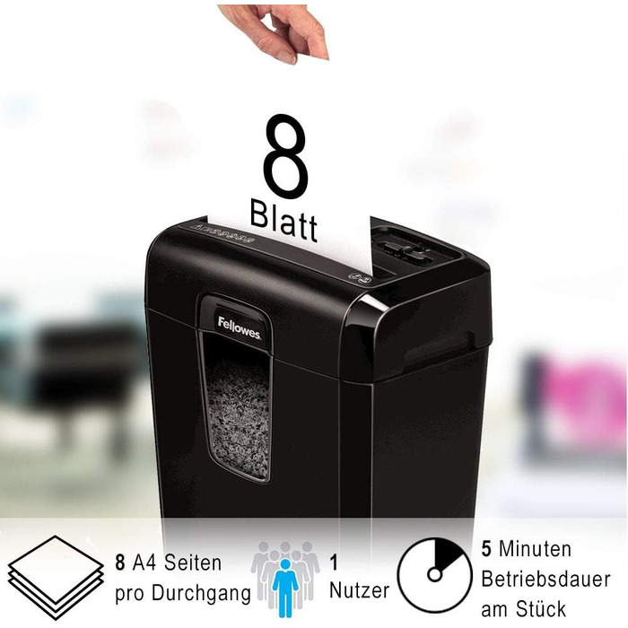 Fellowes Powershred LX50 – Шредер для офісу та дому, 8Mc, чорний