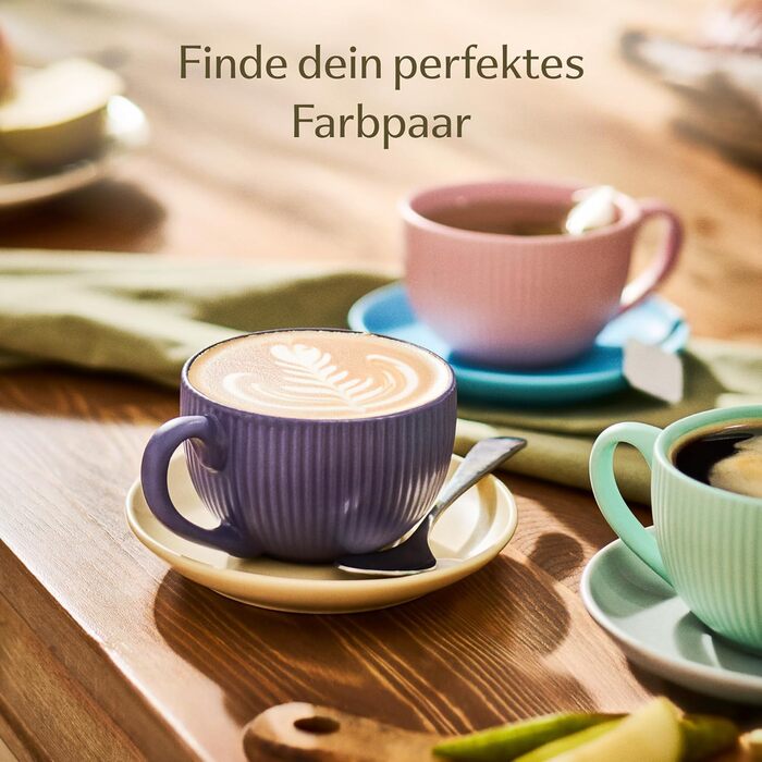 Капучино чашки Cosumy 6 шт. набір - 200 мл, кераміка, смугастий дизайн, миє в посудомийній машині, з ручкою