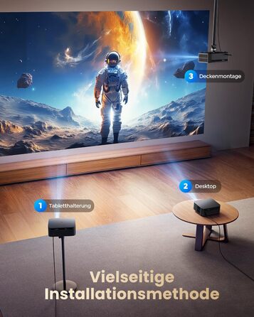 Beamer 4K для дому з Google TV, 1200 ANSI, Netflix, FHD 1080p, автофокус, корекція трапеції, 20W, WiFi6, Bluetooth, для вулиці, чорний