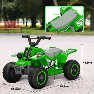 AIYAPLAY Kids Electric Quad Electric Kids Quad з функцією вперед і назад, LED і Sound Електромобіль для дітей 1,5-3 роки 3 км/год Металевий зелений | Аосом