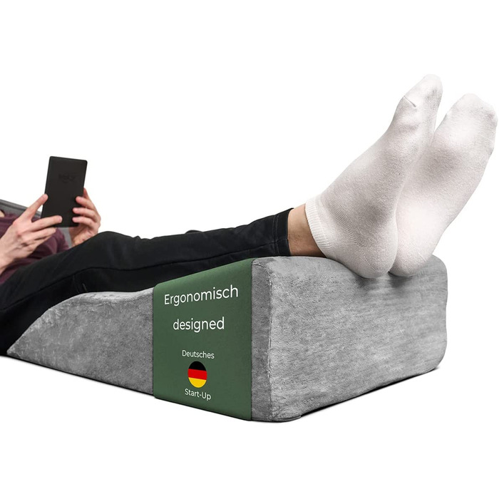 Подушка для ніг та колін: ергономічна піднімна подушка для ніг, підтримка ніг та колін, подушка для підняття ніг, клиновий тримач, сіра, для лімфи та вен