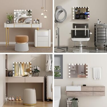 Дзеркало для макіяжу YU YUSING з підсвічуванням 58x45 см, 15 LED, 3 кольори, 10x збільшення, USB Type-C, для ванної кімнати та туалетного столика