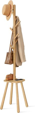 Стійка для одягу VASAGLE з 8 гачками та полицею, 170,5 см, для прихожих, спалень (Нейтрально-бежевий)