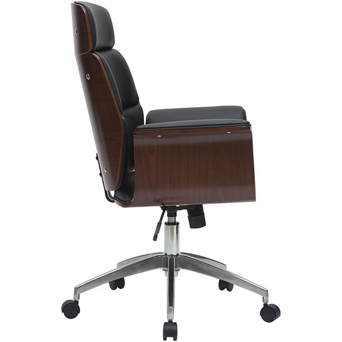 Офісний крісло Miliboo Design, чорний колір, з елементами темного дерева, модель Elon