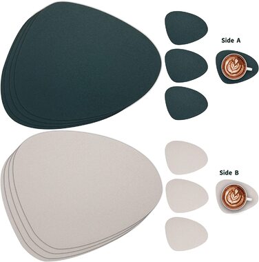 Набір скатертин Myir JUN з екошкіри (6 шт., бежево-зелений)