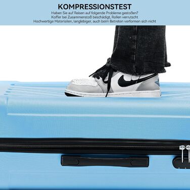 Чохол-валіза Beibye з кодовим замком, 4 колеса, великий (76 см), блакитний (комплект)