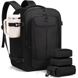 LOVEVOOK Рюкзак ручної поклажі, 18 дюймів, великий, для подорожей, авіакомпаній, чоловічий/жіночий, з відділенням для ноутбука, чорний
