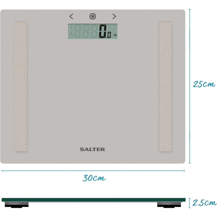 Цифрова шкала жиру в організмі Salter 9113 GY3R, максимальна 150 кг, 8 користувачів, режим спортсмена, тонкий, сірий