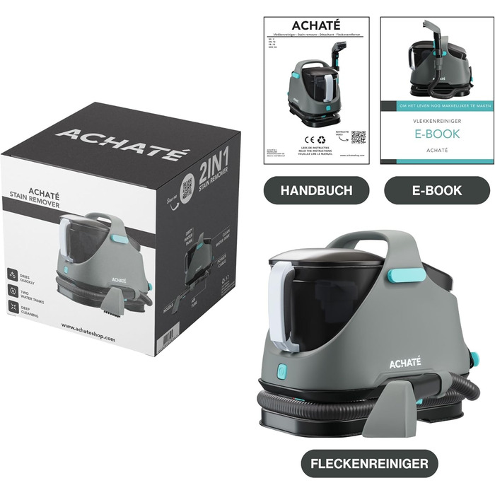 Вашорка для килимів та м'яких меблів - Fleckenreiniger 650W, 1.4L, сірий/блакитний