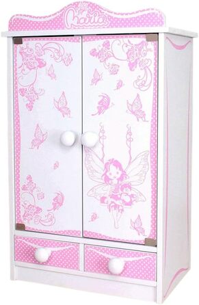 Дитячий шафа-стінка Habeig XXL з 2 дверцятами, 52 см, білий, для ляльок (Рожевий/Білий 822)