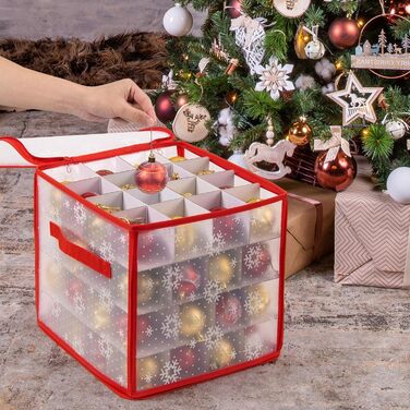 Коробки для зберігання новорічних прикрас (2 шт.), прозорі, з перегородками, 30x30x30 см