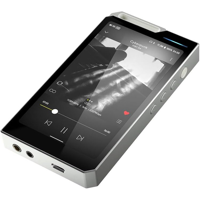 HiBy R4 Android MP3-плеєр з Bluetooth і Wi-Fi, 4DAC, Android 12, підтримка DSD, PCM, MQA, 4.4 мм баланс, 32 ГБ, сріблястий