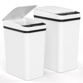 Електричний сміттєвий бак Dreamhigh 2шт. (15L + 12L) з датчиком, автоматичним відкриванням, 3 режимами відкривання, тихий, вологостійкий для кухні, ванної, офісу, вітальні