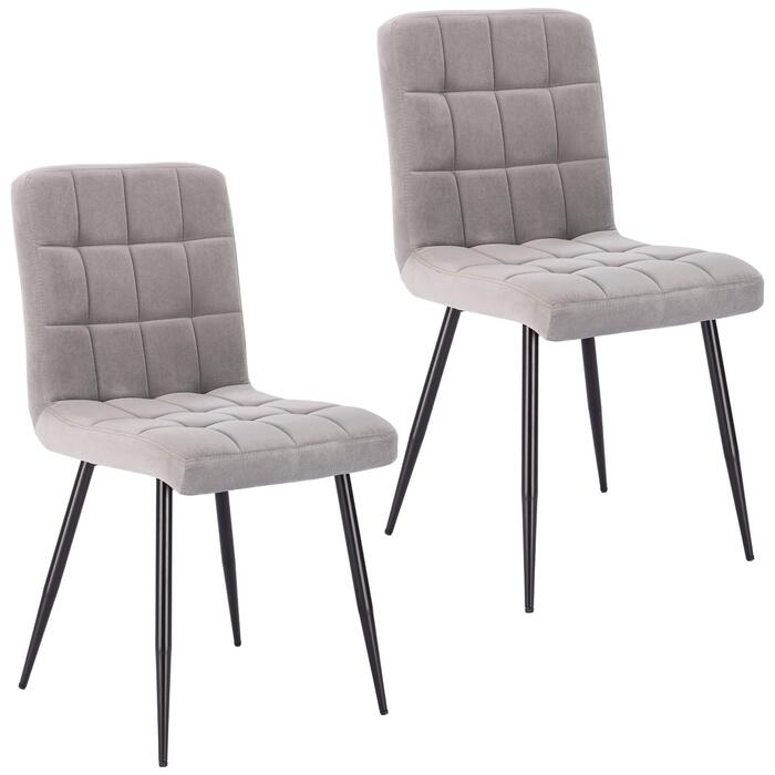 Крісла для обідньої зони Lestarain (6 шт.) - м'які крісла з велюром, для кухні та вітальні, з металевими ніжками, сіро-світлий колір (86x49x42 см)