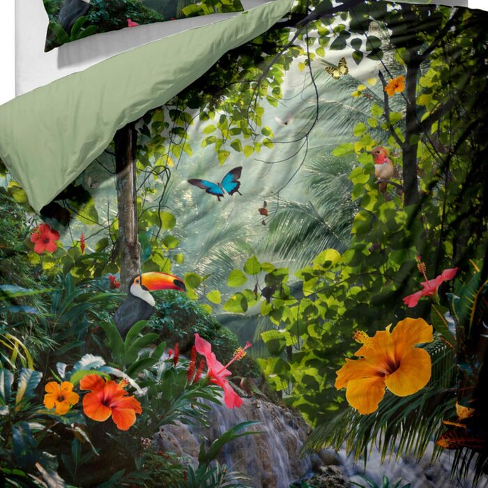 Бавовняна Атласна постільна білизна з цифровим друком Габріель Грін, джунглі, Розмір (155 см х 220 см)
