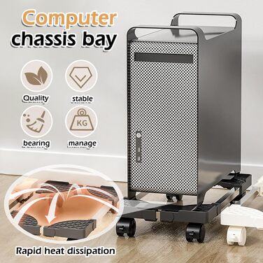 Підставка для комп'ютера SPORWAY: універсальна, на коліщатках, для під стола, білий/чорний