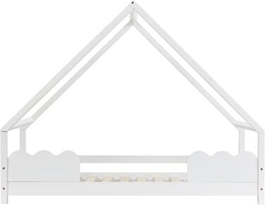 Ліжко дитяче Merax 90x200 см, будиночок з ламелями, захистом від падіння, для хлопчиків та дівчаток, біле