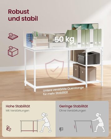 Кутовий стіл VASAGLE L-подібної форми з полицею, для офісу вдома, 120 x 80 см, Ahornweiß (без розетки)