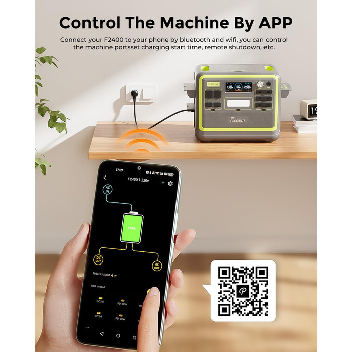 Портативна електростанція FOSSiBOT F2400: 2048Wh LiFePO4, 2400W (4800W пік), 230V, 3 виходи AC, для дому, кемпінгу та резервного живлення