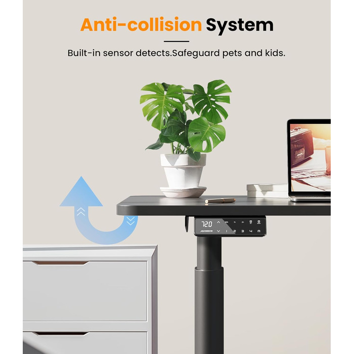 Електричний регульований стіл MAIDeSITe EL2 Pro Art з овальною основою, чорний. Підйом до 180 кг, 4 пам'яті, захист від зіткнень