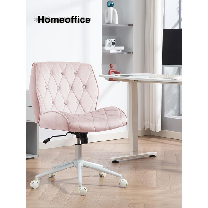 Крісло для дому та офісу Symino з функцією гойдання, крісло для макіяжу та письма, обшите штучною замшею, регульоване по висоті, 360° обертання, ергономічне, до 150 кг, велике, рожеві кнопки