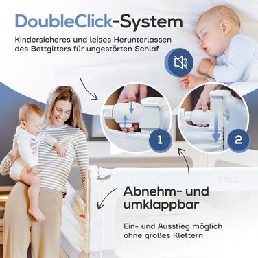 Бортик для ліжка BEANBUDS® захисний, 180 см - сірий. Захист від випадання для дитячого та дорослого ліжка (ламельний та бокспрінг). З ременями для кріплення.