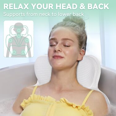 Подушка для ванни Poemland – м'яка підставка для голови та шиї, швидковисихаюча, білий колір