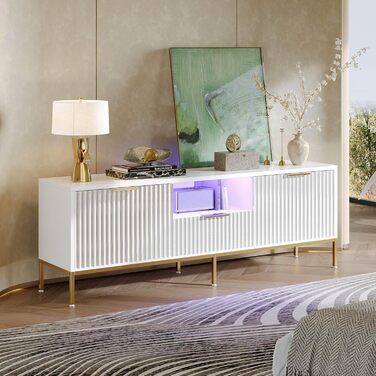 Тумба під ТВ Bestier для телевізора 55/60 дюймів, біла, з полицями для зберігання - сучасна медіа-консоль для вітальні та спальні