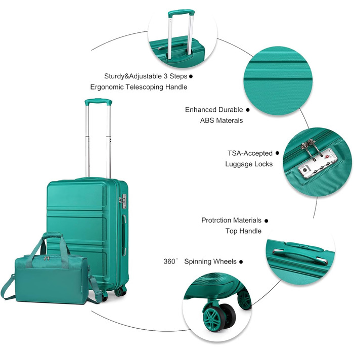 Набір валіз та дорожньої сумки KONO 55 см, кремово-білий (2 шт.)