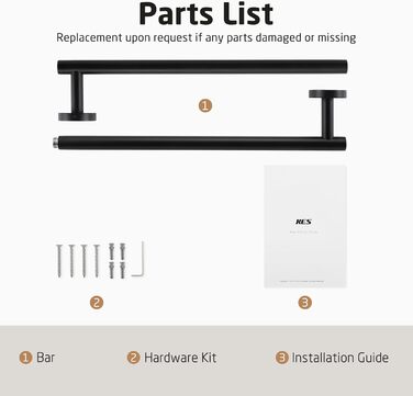 Тримач для рушників KES, стійка для рушників, багетна стійка, багетний тримач, нержавіюча сталь SUS304, настінний, 70 см, чорний