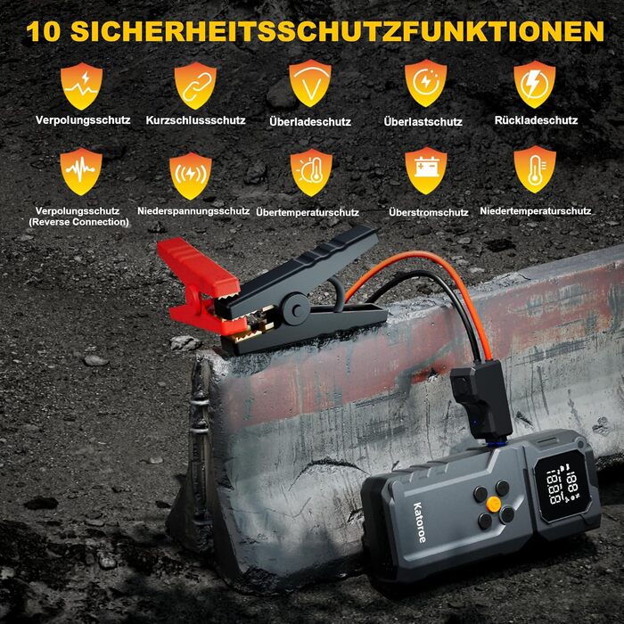 Powerbank Starthilfe 4000A: Зарядний пристрій для авто, SUV та мотоциклів з LED ліхтариком