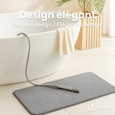 Набір килимків для ванної кімнати VOUNOT 2 шт. (60x90 см) – антиковзаючі, з мікрофібри, швидковисихаючі, сірого кольору