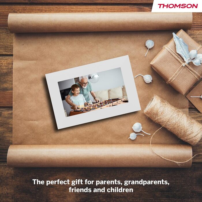 Рамка для фото Thomson Fotorahmen – 7 дюймів, IPS Full HD, сенсорний екран, 32 GB, автоматичне обертання, Wi-Fi, iOS, Android, білий