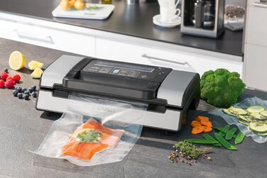 Професійний вакууматор CASO FastVac 500 для бізнесу, вакуумний пакувальник з подвійним швом та потужним насосом 20 л/хв, комплект з 2 рулонами фольги