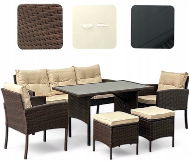 Комплект садових меблів із техноротанга Pegie Prestige, коричневий, 6 предметів