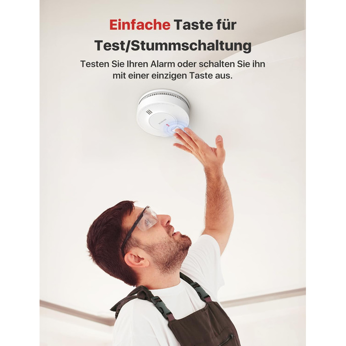 X-Sense Покращений димовий сповіщувач з батареєю на 10 років, фотоелектричний сенсор, сертифікований EN14604, SD2J0AX, набір 10 шт. Білий