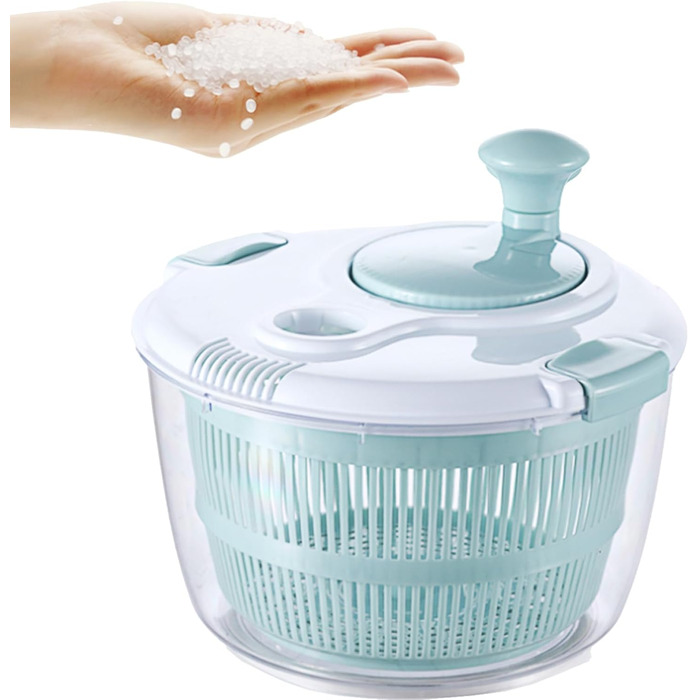 Салатниця-сушарка 5 л з кришкою, стійка до падінь та високих температур, для салатів, овочів та фруктів, безпечна, для вегетаріанців, придатна для миття в посудомийній машині