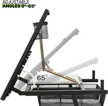 Набір мольбертів Magshion: регульований стіл для художника з нахиленою дерев'яною стільницею, стілець та 2 висувними ящиками для зберігання. Підходить для дому, офісу та школи (білий/чорний)