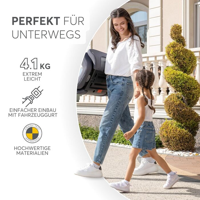 Автокрісло KikkaBoo 15-36 кг i-AID, група 2-3 (3-12 років), чорне. Регульована підголівник, без ISOFIX