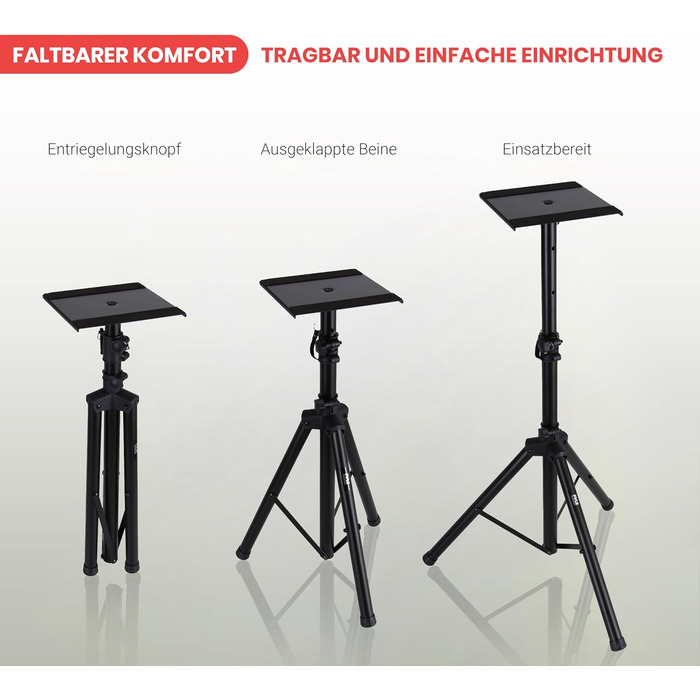 Підставка для колонок Pyle, регульована висота 66-132 см, універсальна, для студійних моніторів, міцність 40 кг, пара