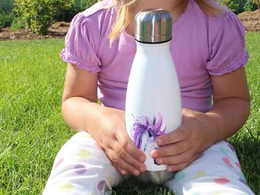 Дитяча термос з нержавіючої сталі з ізольованою пляшкою для пиття, для школи, занять спортом, персоналізована Подарункова пляшка з водою (єдиноріг, 350 мл)