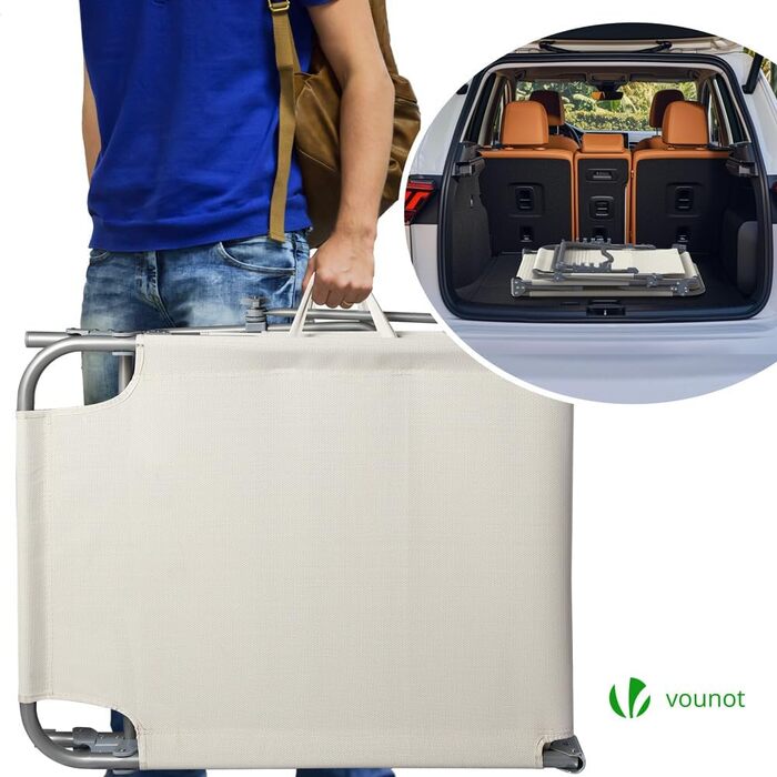 Лежак для відпочинку Vounot (2 шт.) - розкладний, з регульованою спинкою та захистом від сонця. Підходить для саду, басейну, тераси (бежевий)