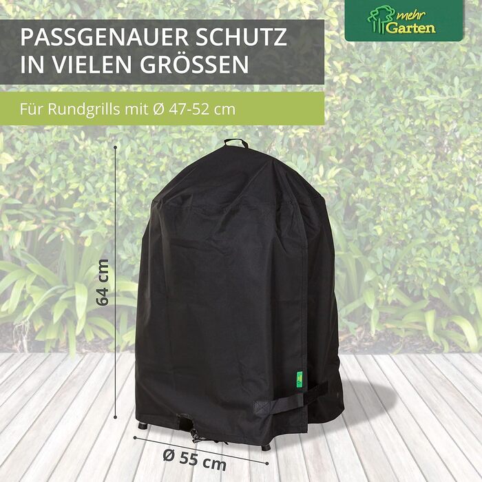 Преміум круглий чохол для барбекю Ø75 см I Підходить для барбекю Ø від 68 до 73 см I Чохол для чайника-барбекю водонепроникний і стійкий до атмосферних впливів з тканини Oxford 600D I Чохол для витяжки барбекю I Чорний (розмір S / 55см (діаметр) x 64см (в